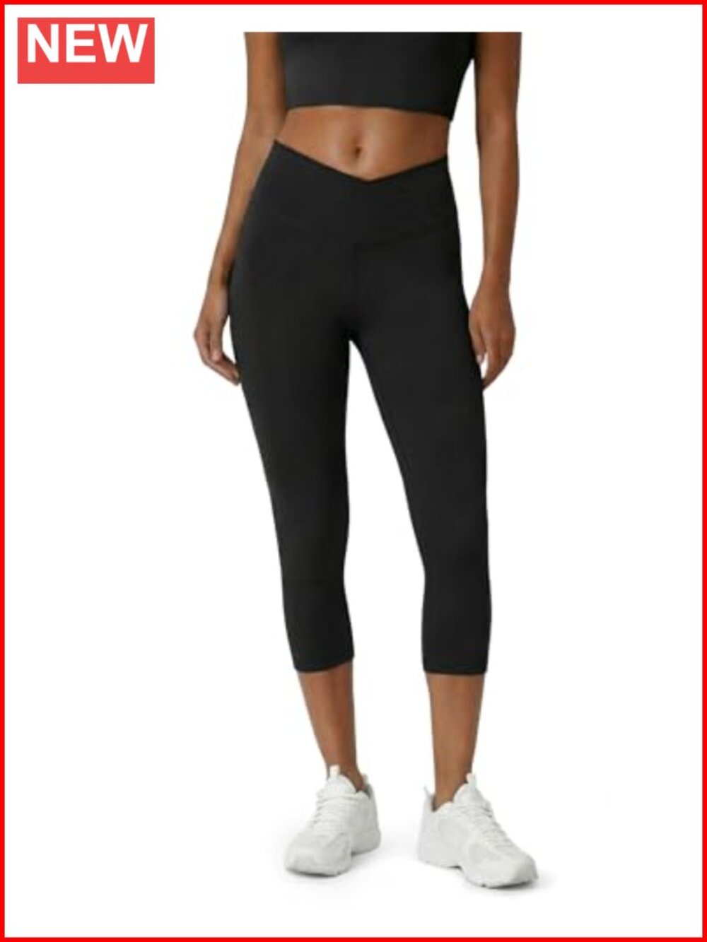 High Waisted Crossover Capri Yoga Leggings Activewear